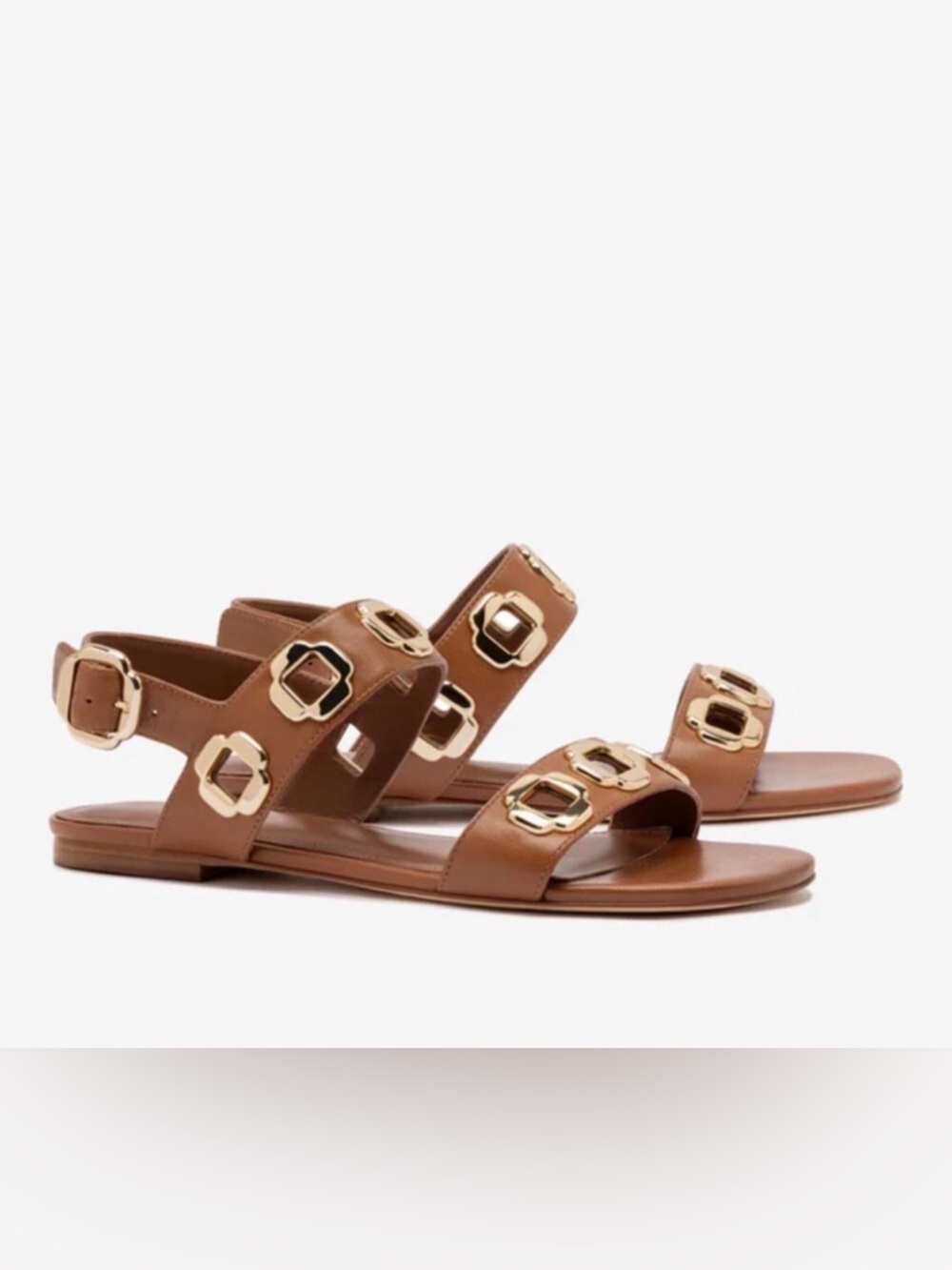Larroude Milan Flat Sandal in Caramel Leather - Picture 3 of 11